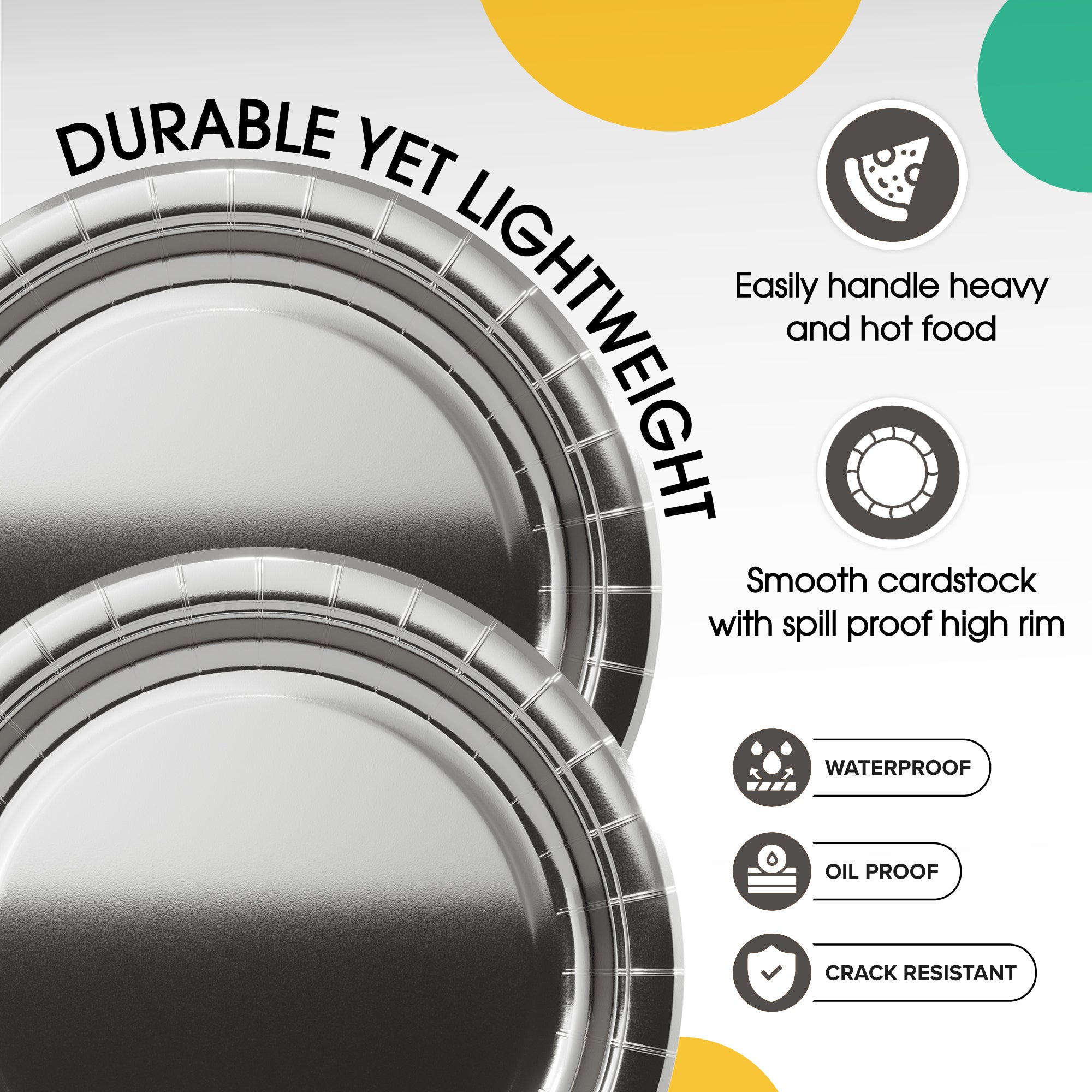7 in. Reflective Silver Paper Plates | 100 Count
