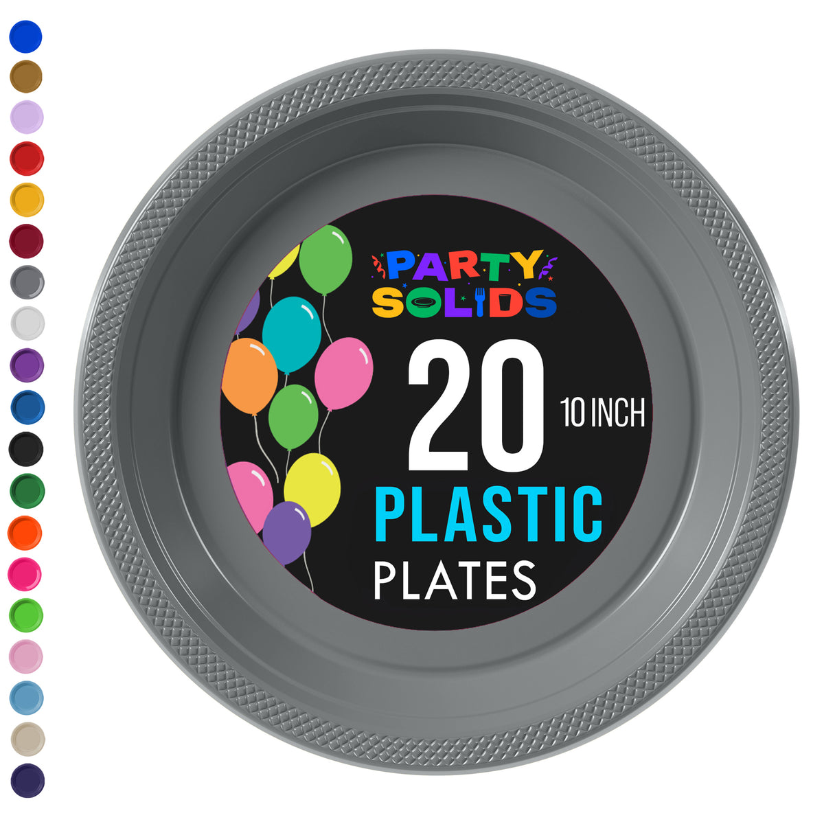 10 in. Silver Plastic Plates | 20 Ct.