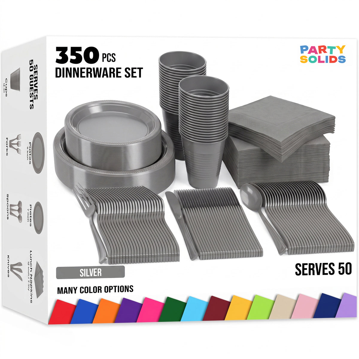 350 Solid Color Tableware Combo | silver