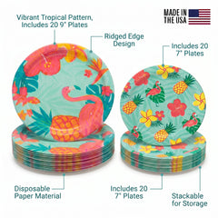9" & 7" Summer Luau Paper Plates Combo - 20|20