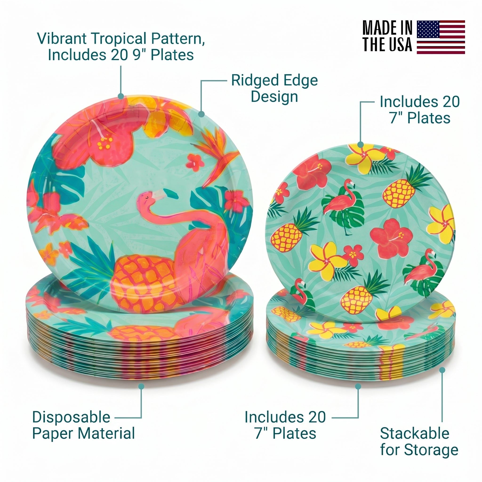 7" Summer Luau Paper Plates - 20 Ct.