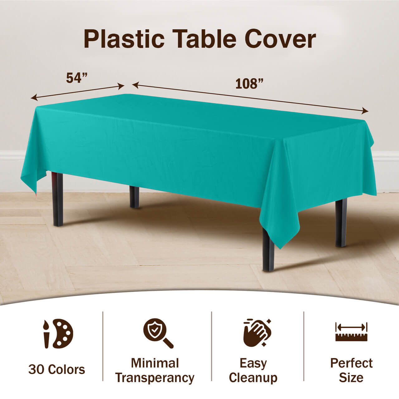 Little Gym - Teal Plastic Table Cover | Case of 48