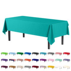 Premium Teal Rectangle Plastic Table Cover | Case of 96
