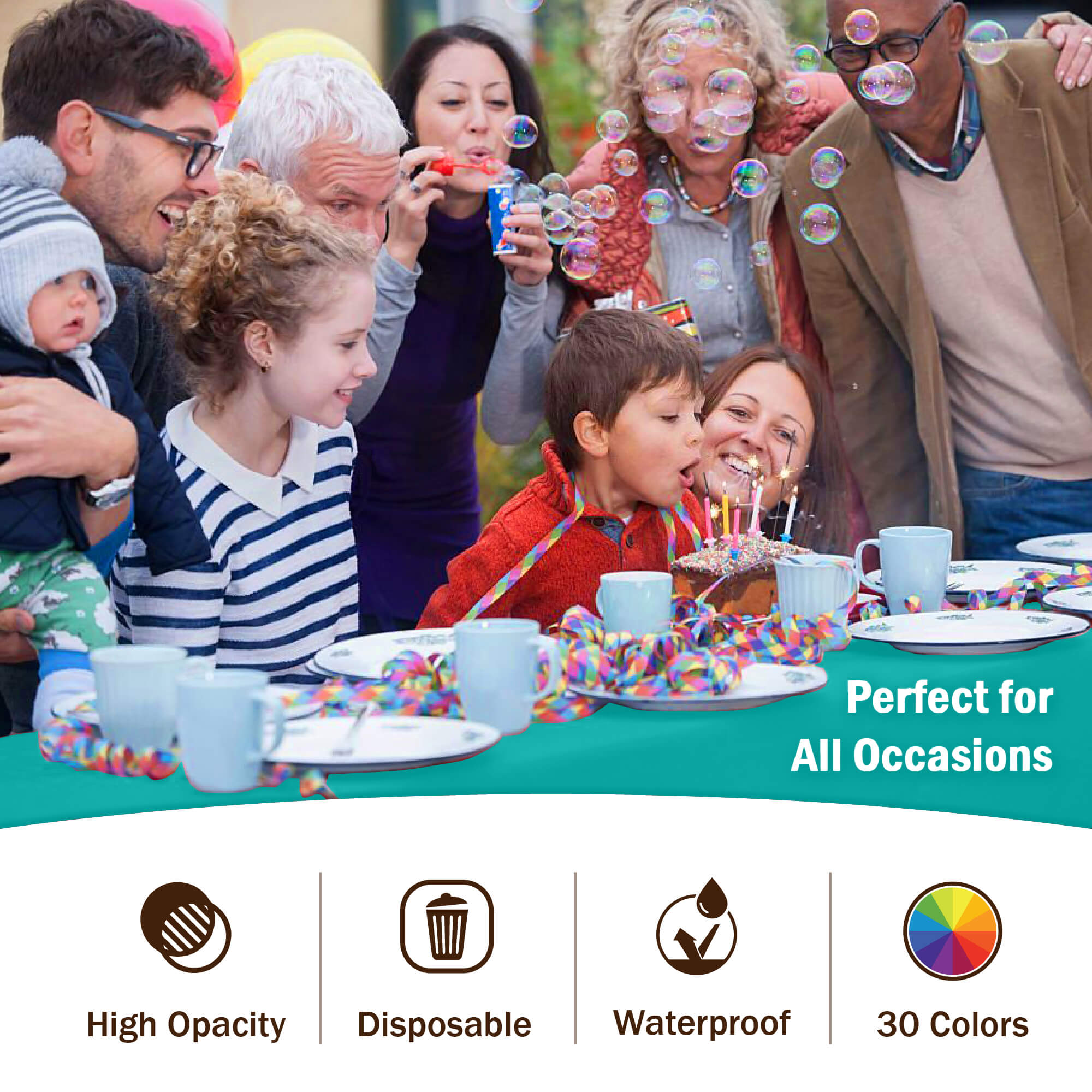 Unleashed - Teal Plastic Table Cover | Case of 48