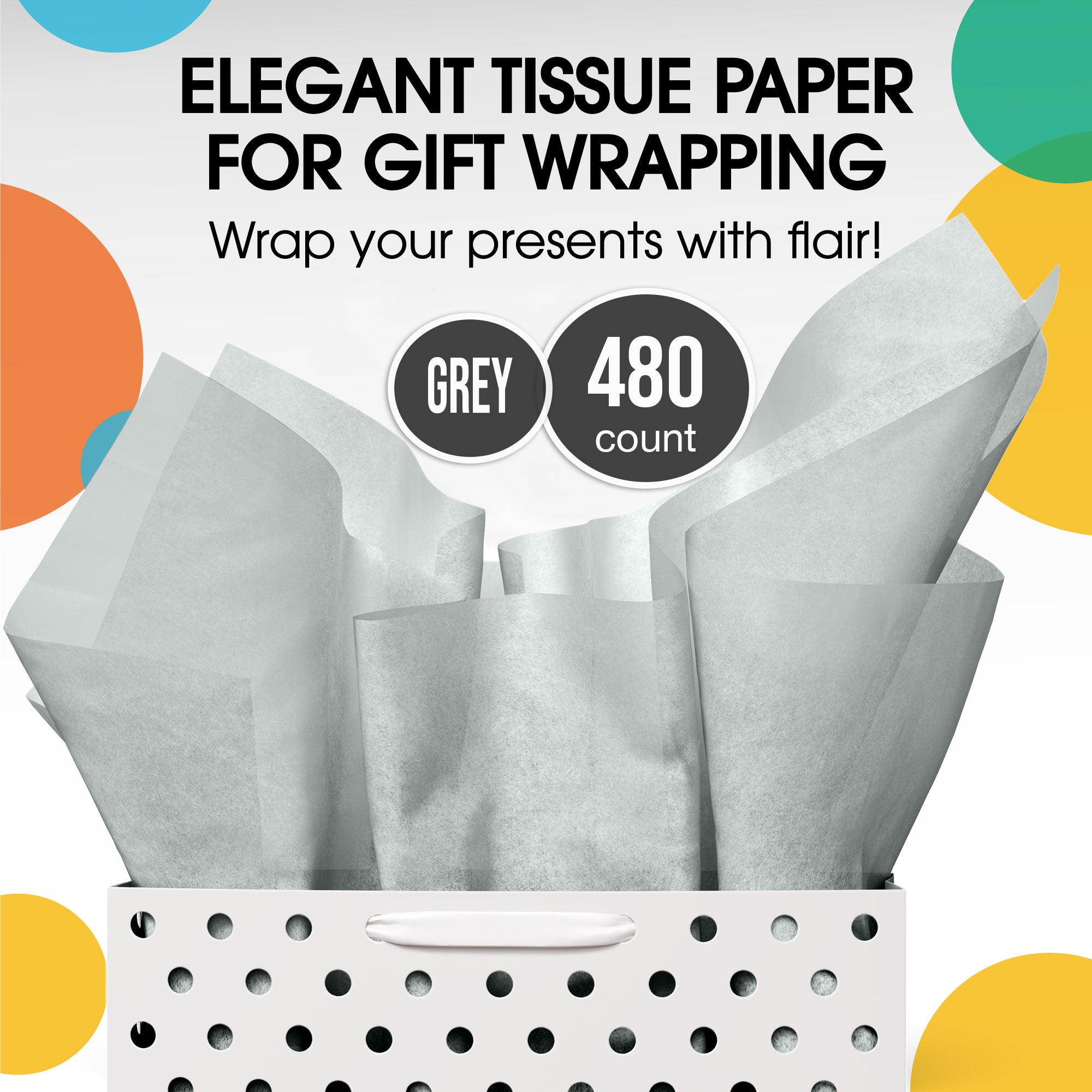 Grey Tissue Paper 15 in. x 20 in. | 480 Sheets