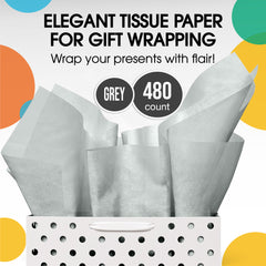 Grey Tissue Paper 15 in. x 20 in. | 480 Sheets