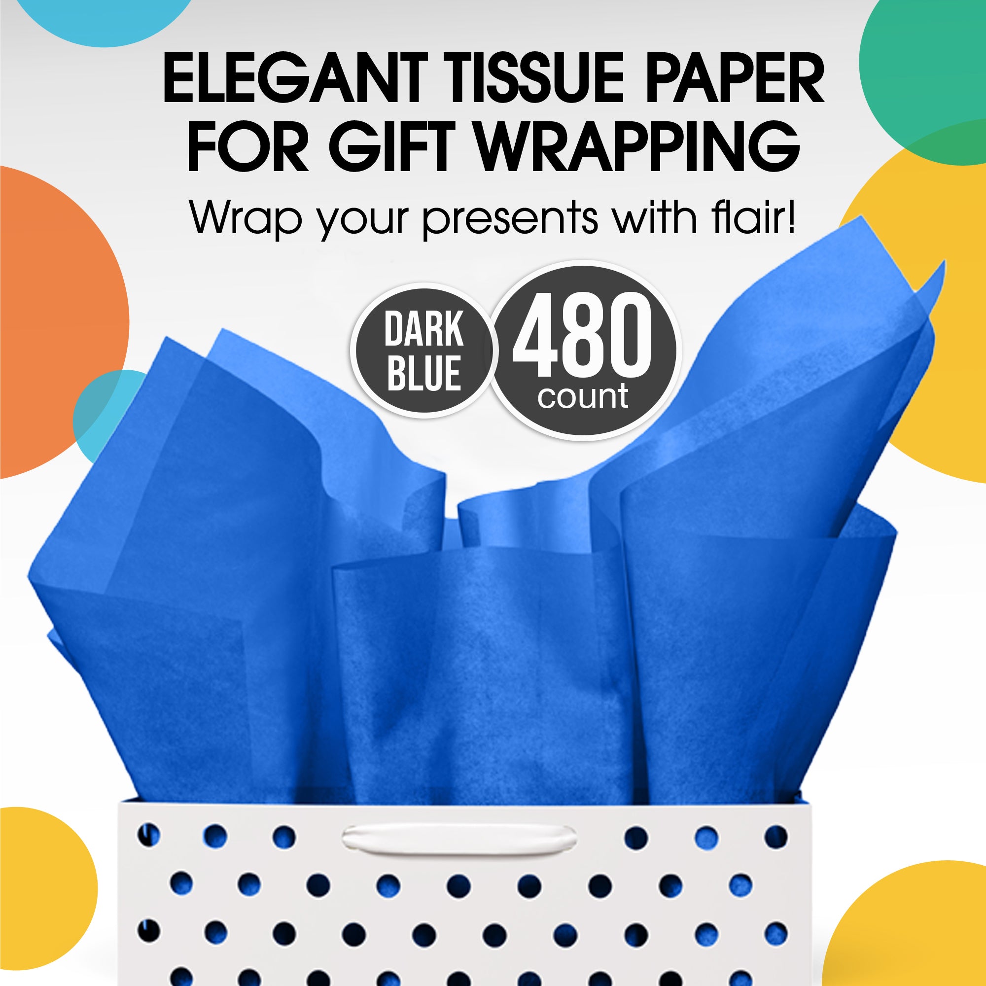 Dark Blue Tissue Paper 15 in. x 20 in. | 480 Sheets