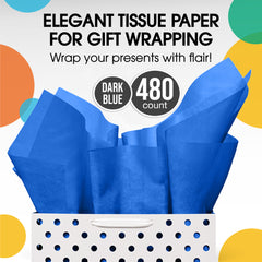 Dark Blue Tissue Paper 15 in. x 20 in. | 480 Sheets