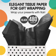 Black Tissue Paper 15 in. x 20 in. | 480 Sheets