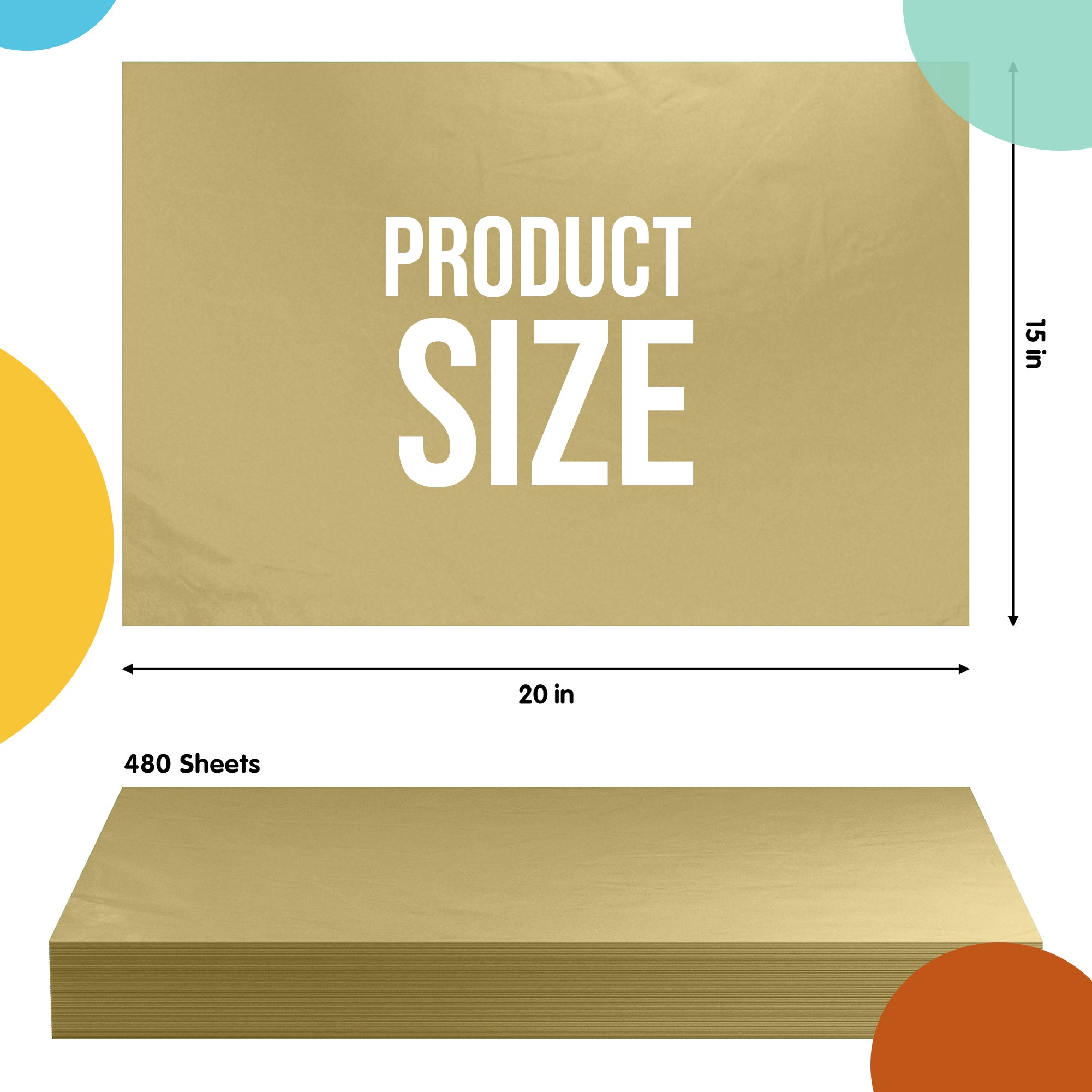Gold Tissue Paper 15 in. x 20 in. | 480 Sheets