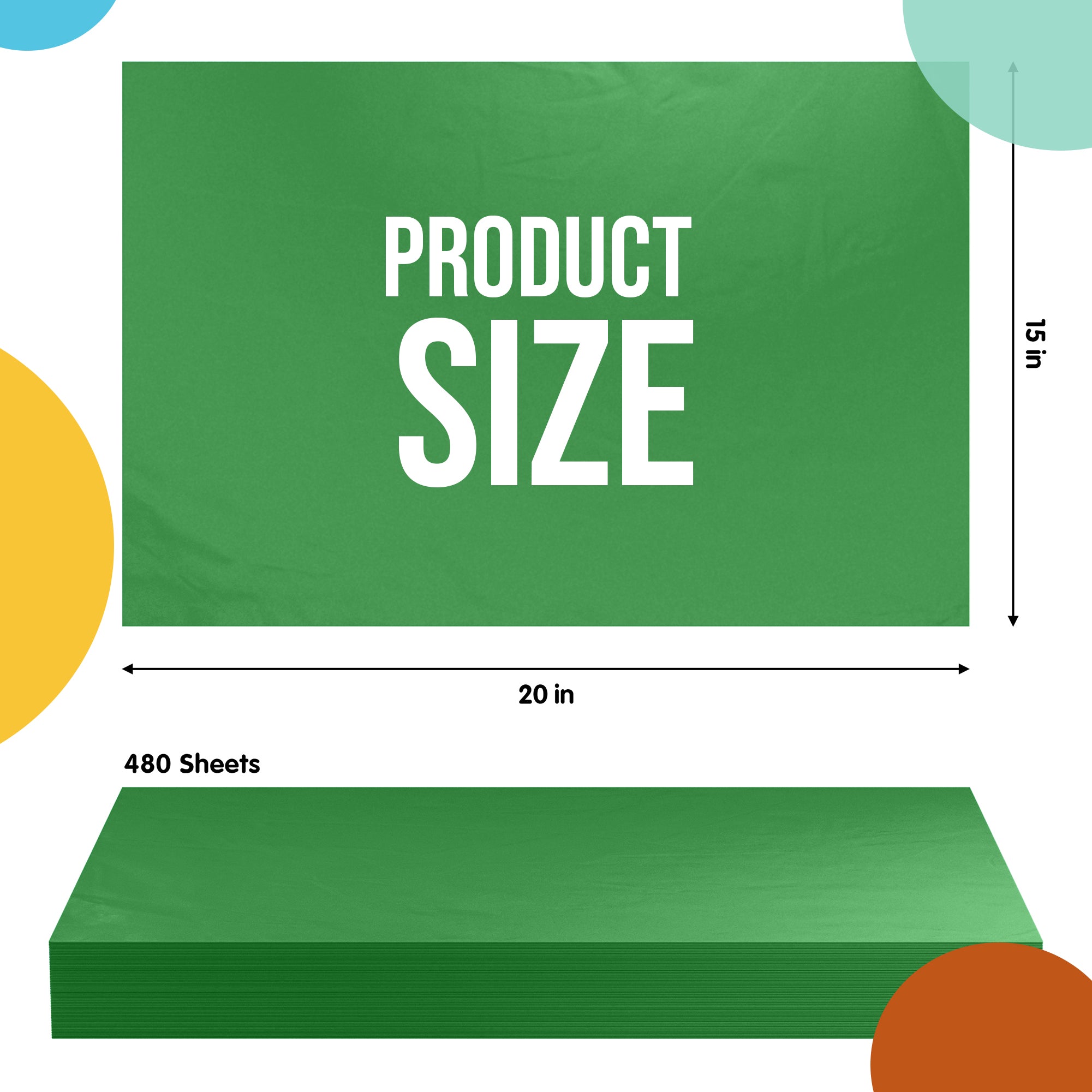 Emerald Green Tissue Paper 15 in. x 20 in. | 480 Sheets