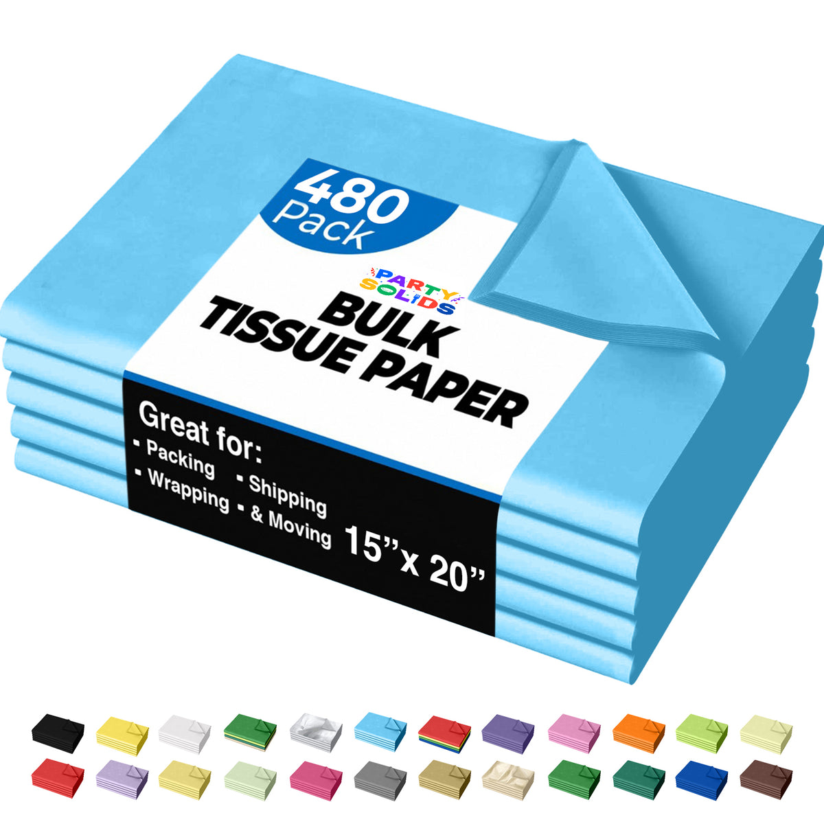 Light Blue Tissue Paper 15 in. x 20 in. | 480 Sheets