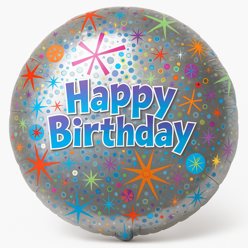 Holographic Celebration Happy Birthday Balloon