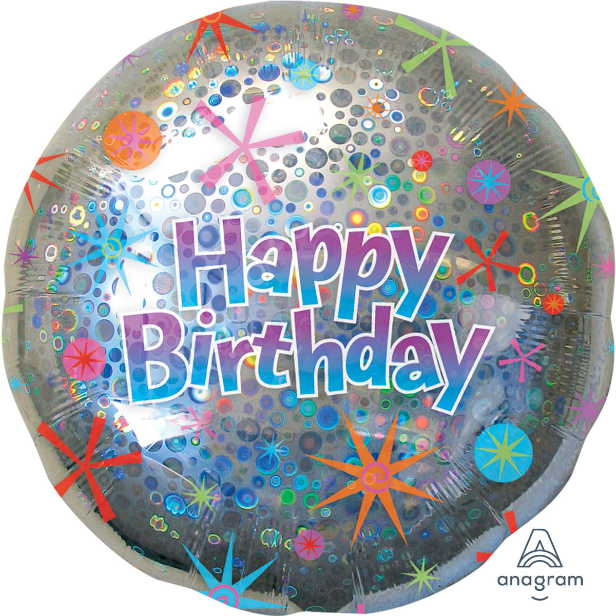 Holographic Happy Birthday Super Shape Foil Balloon