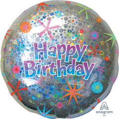 Holographic Happy Birthday Super Shape Foil Balloon