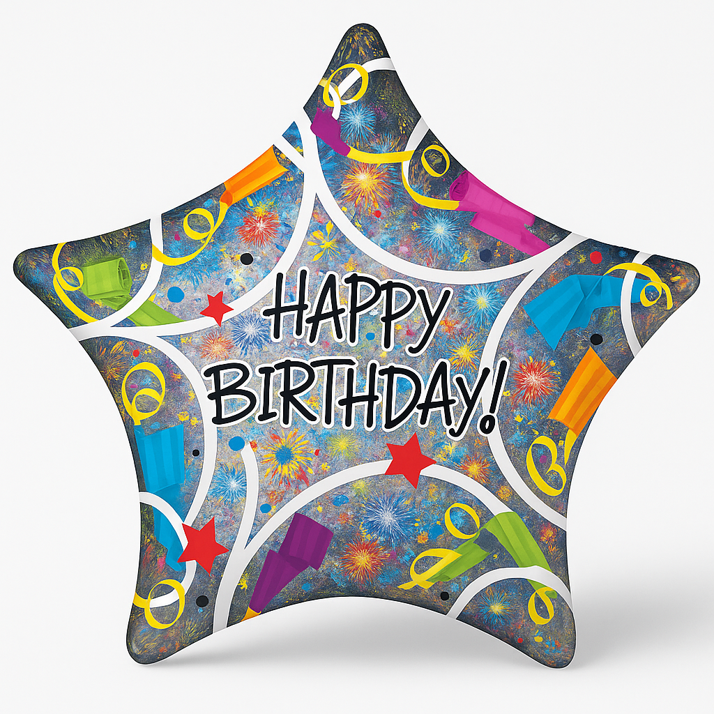 Colorful Star-Shaped Happy Birthday Balloon