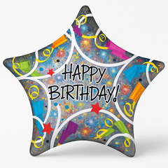 Colorful Star-Shaped Happy Birthday Balloon