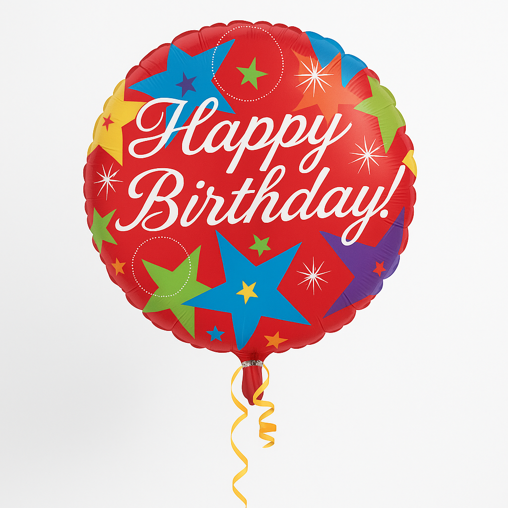 Vibrant Starburst Happy Birthday Foil Balloon - 18 inch