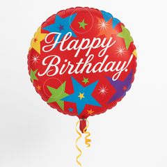 Vibrant Starburst Happy Birthday Foil Balloon - 18 inch