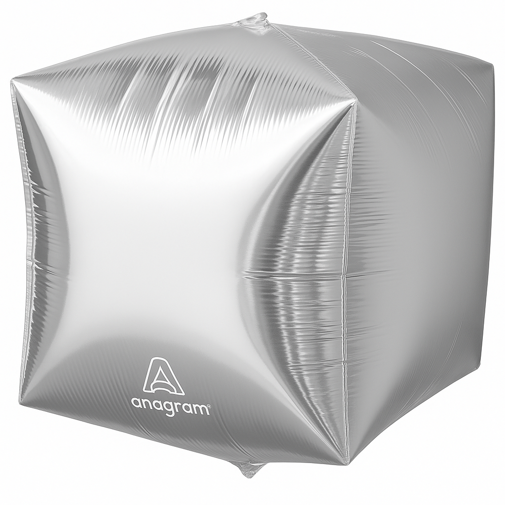 Silver Metallic Cube Foil Balloon - 15 Inch