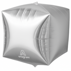 Silver Metallic Cube Foil Balloon - 15 Inch
