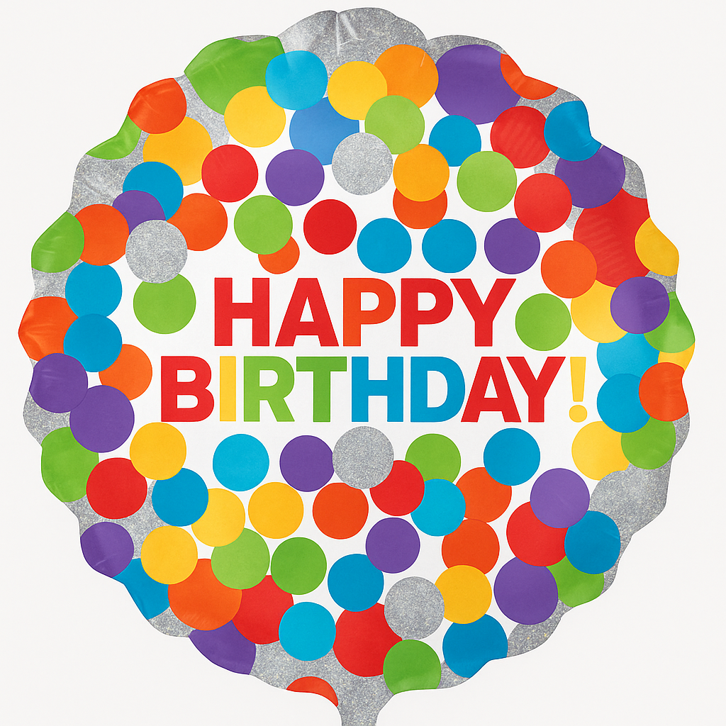 Holographic Rainbow Foil Birthday Balloon