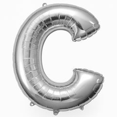 Silver Letter "C" Foil Balloon - Metallic Birthday Decoration