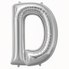 Silver Letter "D" Foil Mylar Balloon - Metallic Super Shape