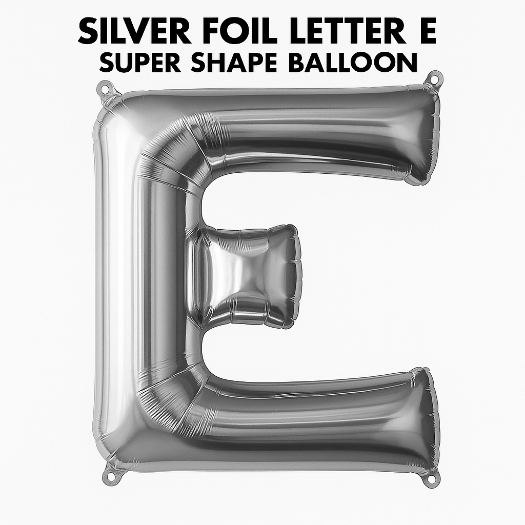 Silver Foil Letter "E" Super Shape Balloon