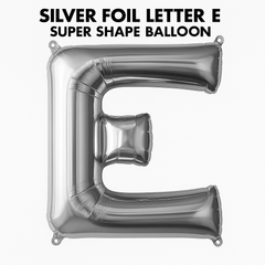 Silver Foil Letter "E" Super Shape Balloon