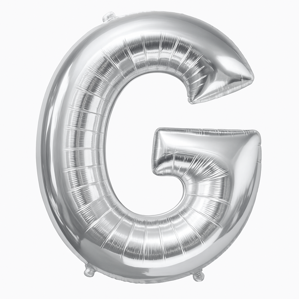 Silver Letter G Foil Balloon - Metallic Mylar Party Decor