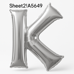 Silver Letter "K" Foil Balloon - Metallic Super Shape