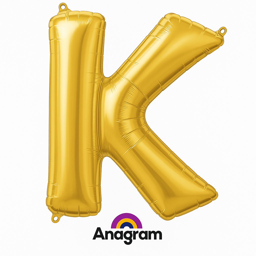 Gold Metallic Letter K Super Shape Foil Balloon