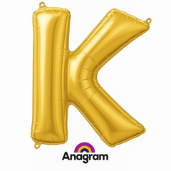 Gold Metallic Letter K Super Shape Foil Balloon