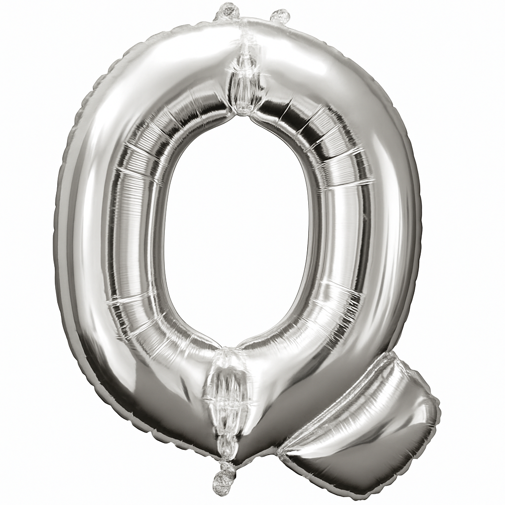 Silver Foil Letter 'Q' Balloon - Metallic Birthday Party Decoration