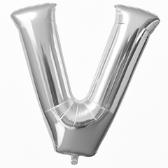 Silver Letter V Foil Balloon - Metallic SuperShape