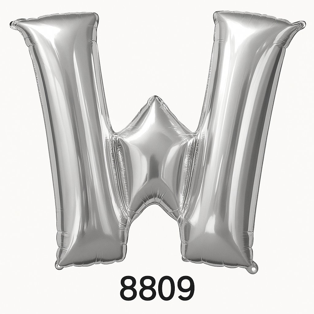 Silver Foil Letter "W" Balloon