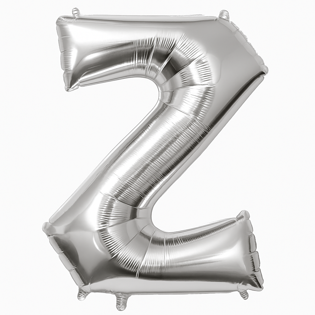 Silver Foil Letter "Z" Balloon - Metallic Super Shape