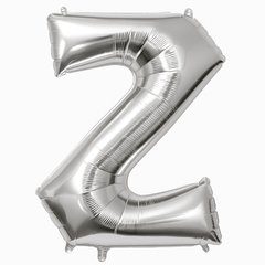 Silver Foil Letter "Z" Balloon - Metallic Super Shape