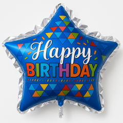 Star-Shaped Foil Balloon - Vibrant "Happy Birthday" Design