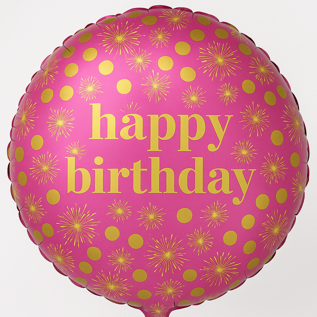 Shiny Pink Mylar Birthday Balloon with Gold Dots - 18"