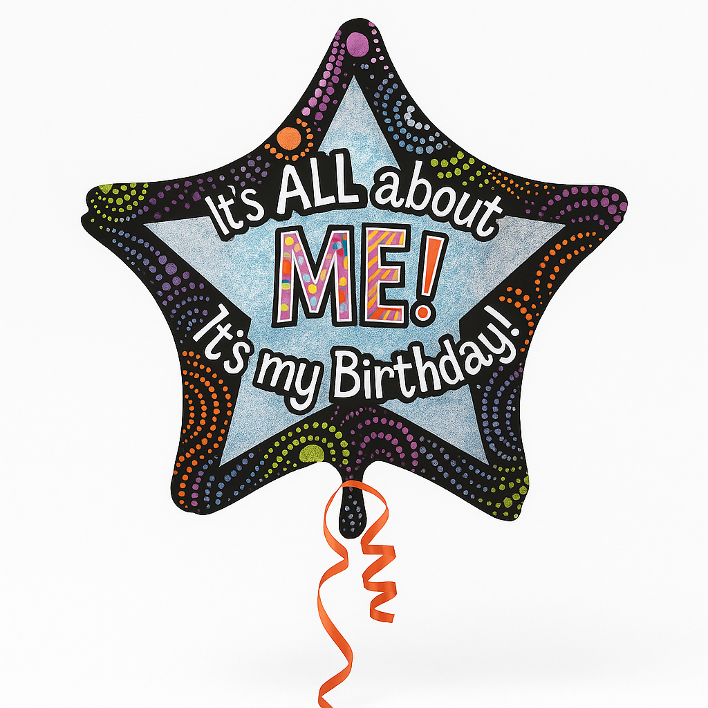 Star-Shaped "It's All About Me" Birthday Foil Balloon