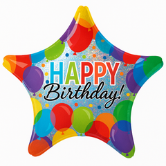 Colorful Star-Shaped Happy Birthday Foil Balloon