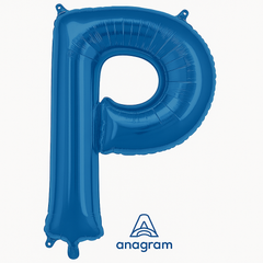 Royal Blue Foil Letter P Balloon - Metallic Super Shape