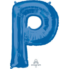 Royal Blue Foil Letter P Balloon - Metallic Super Shape