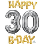 Metallic Gold & Silver 30th Birthday Balloon Set