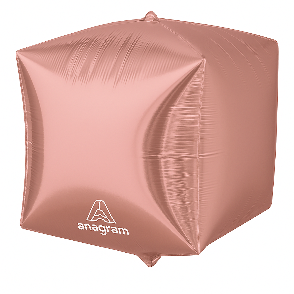 Rose Gold 15-Inch Geometric Foil Balloon Cube