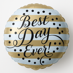 Sparkling Gold "Best Day Ever" Wedding Balloon - 18-Inch