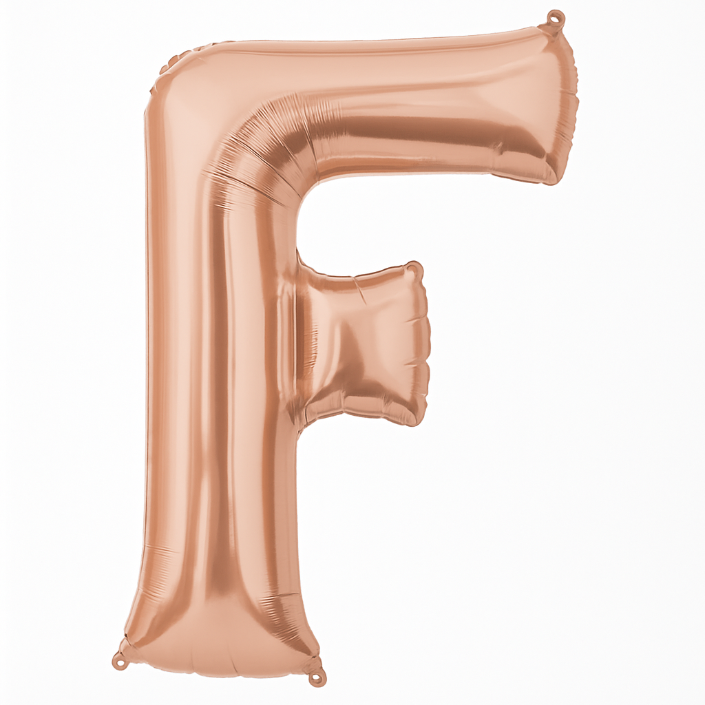 Rose Gold Foil Letter "F" Balloon - Super Shape