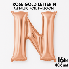 Rose Gold Letter N Metallic Foil Balloon